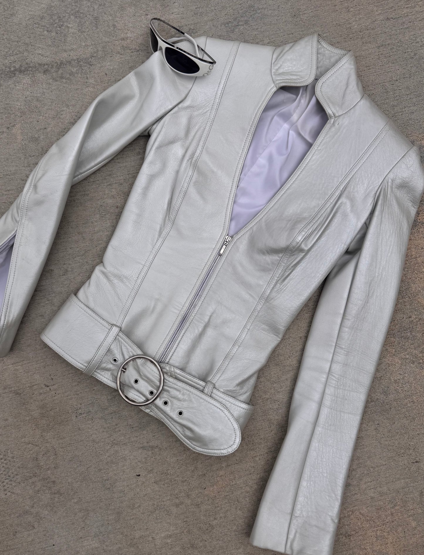 Vintage leather pearl jacket