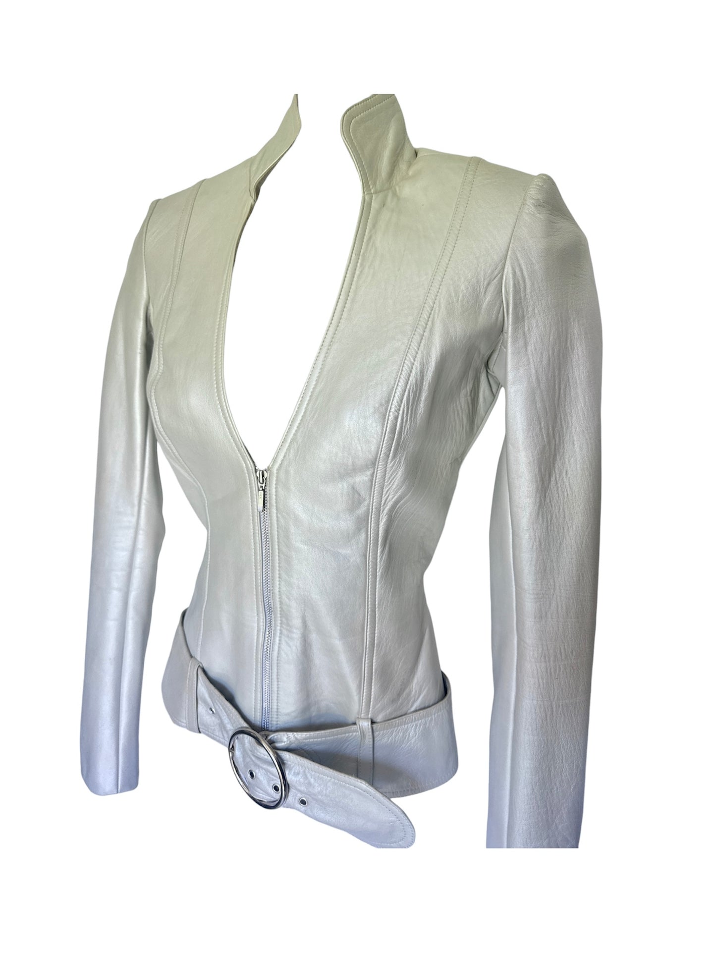 Vintage leather pearl jacket