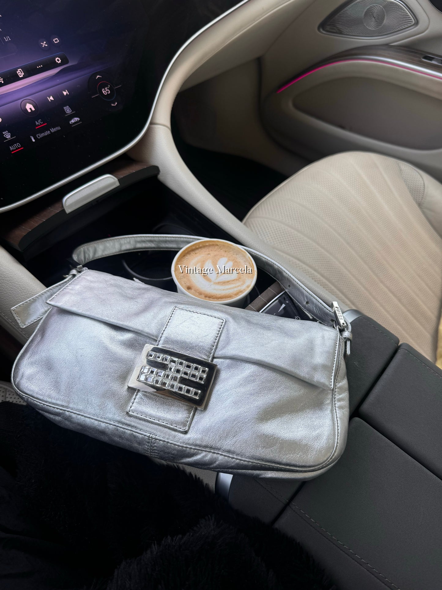 Vintage Fendi silver baguette bag