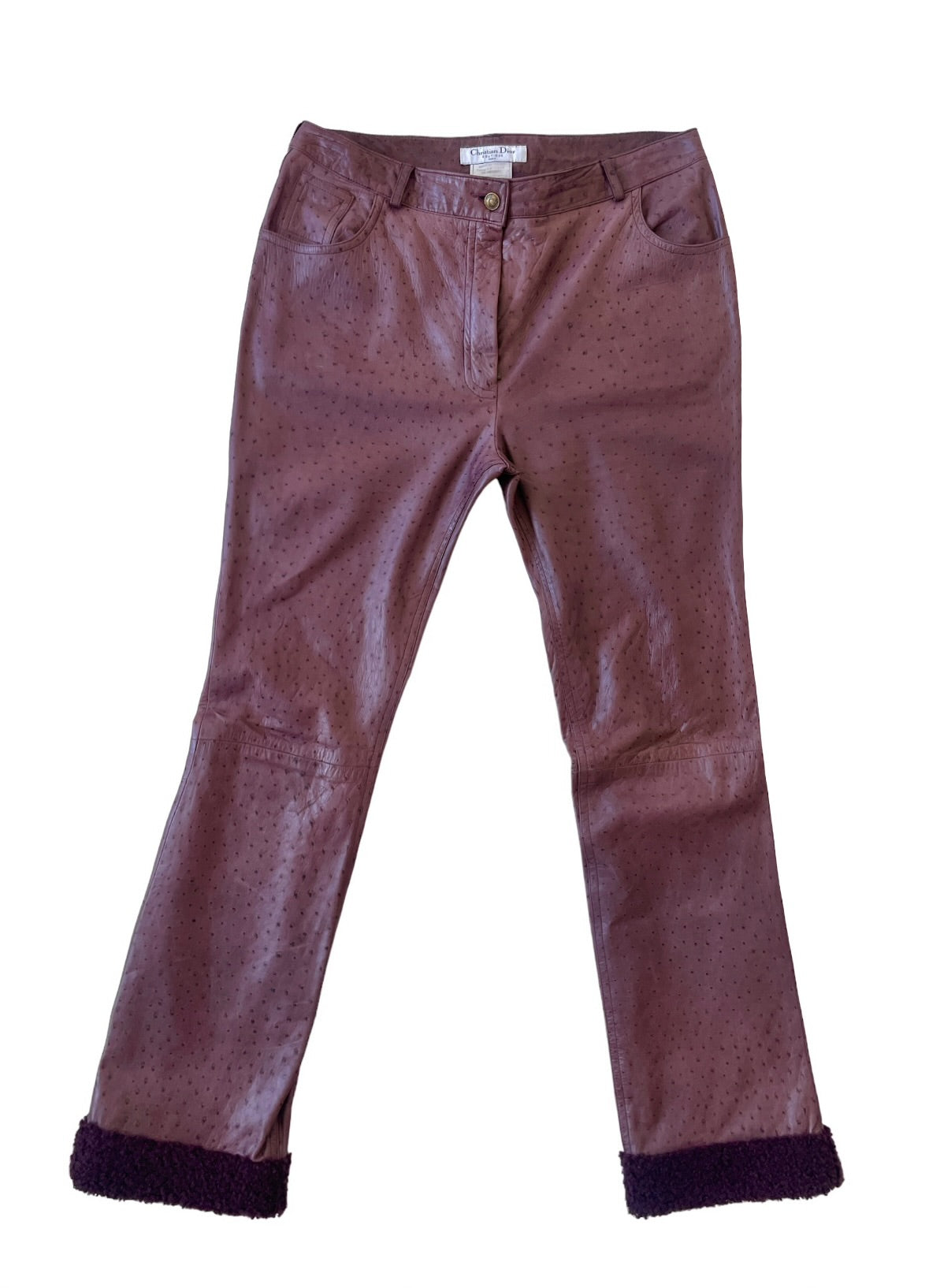 Christian Dior Ostrich leather fur trim pants