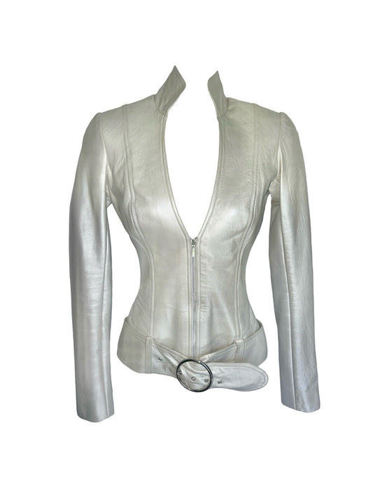 Vintage leather pearl jacket